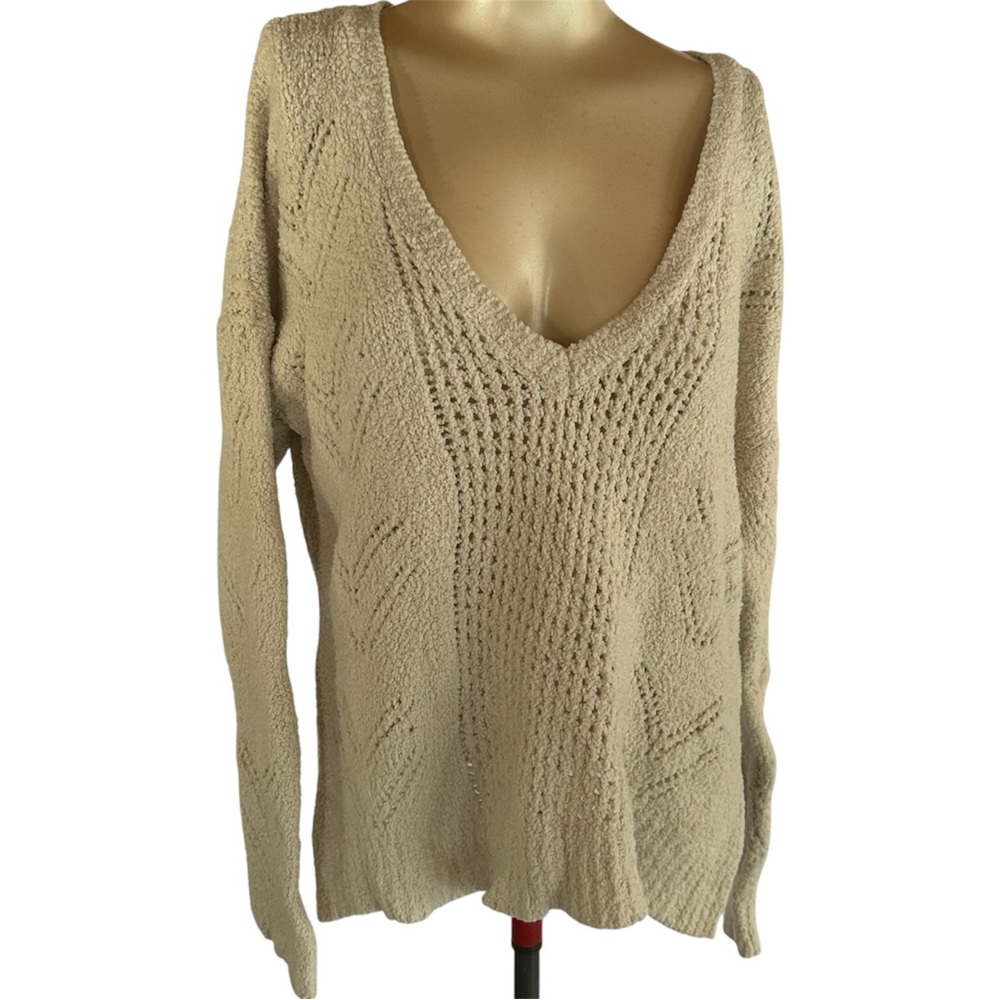 cupcakes & cashmere Cream V-Neck Oversized Sweater Size XS